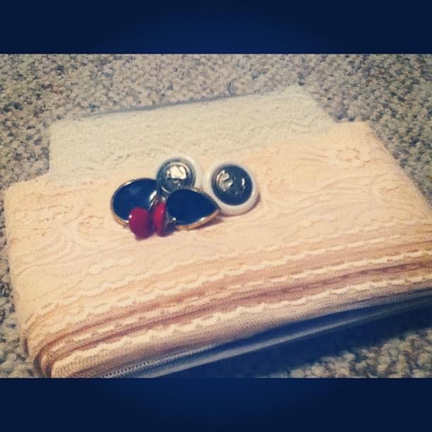 my first thrift finds of lace and buttons